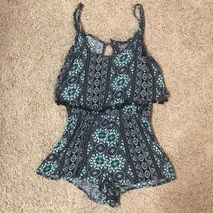 Blue Patterned Romper